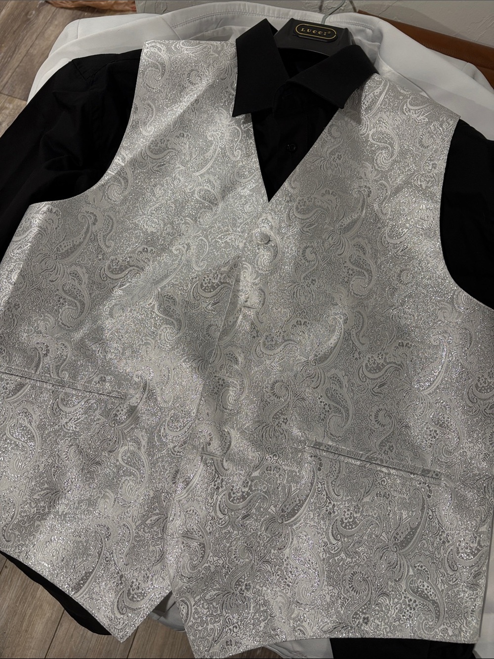 Men's Silver Paisley Dress Vest - Formal Layer